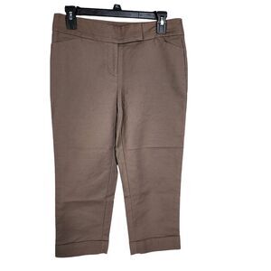 Ann Taylor Womens Cropped Pants Size 4 Brown Signature Cuffed Mid Rise Pockets
